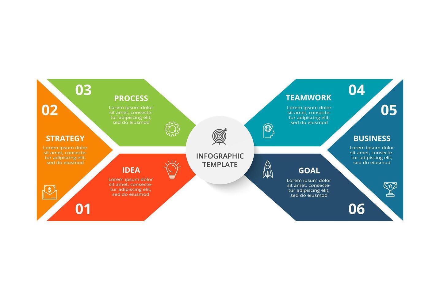 creativo concepto para infografía con 6 6 pasos, opciones, partes o procesos. negocio datos visualización. vector