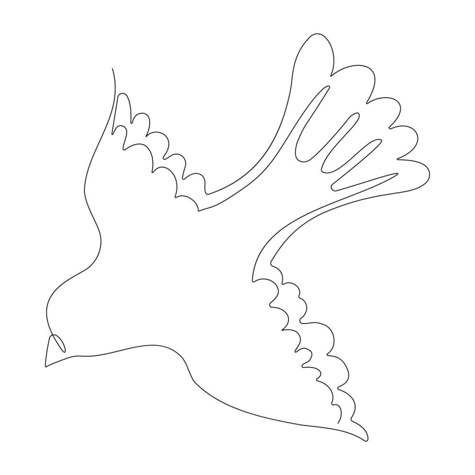 One line bird flies design silhouette. Hand drawn minimalism style isolated on white background. illustration vector