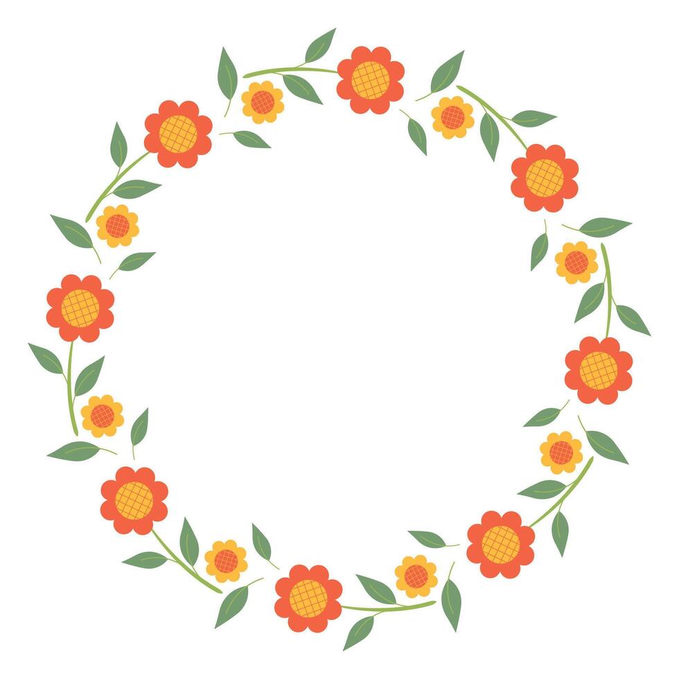 Hand drawn card with decorative floral frame, illustration for greeting card, invitation template. Retro, vintage lettering banner, poster, background. vector