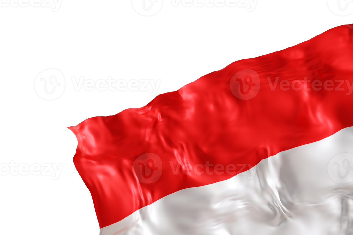 Realistic flag of Indonesia with folds, on transparent background. Footer, corner design element. Cut out. Perfect for patriotic themes or national event promotions. Empty, copy space. 3D render png