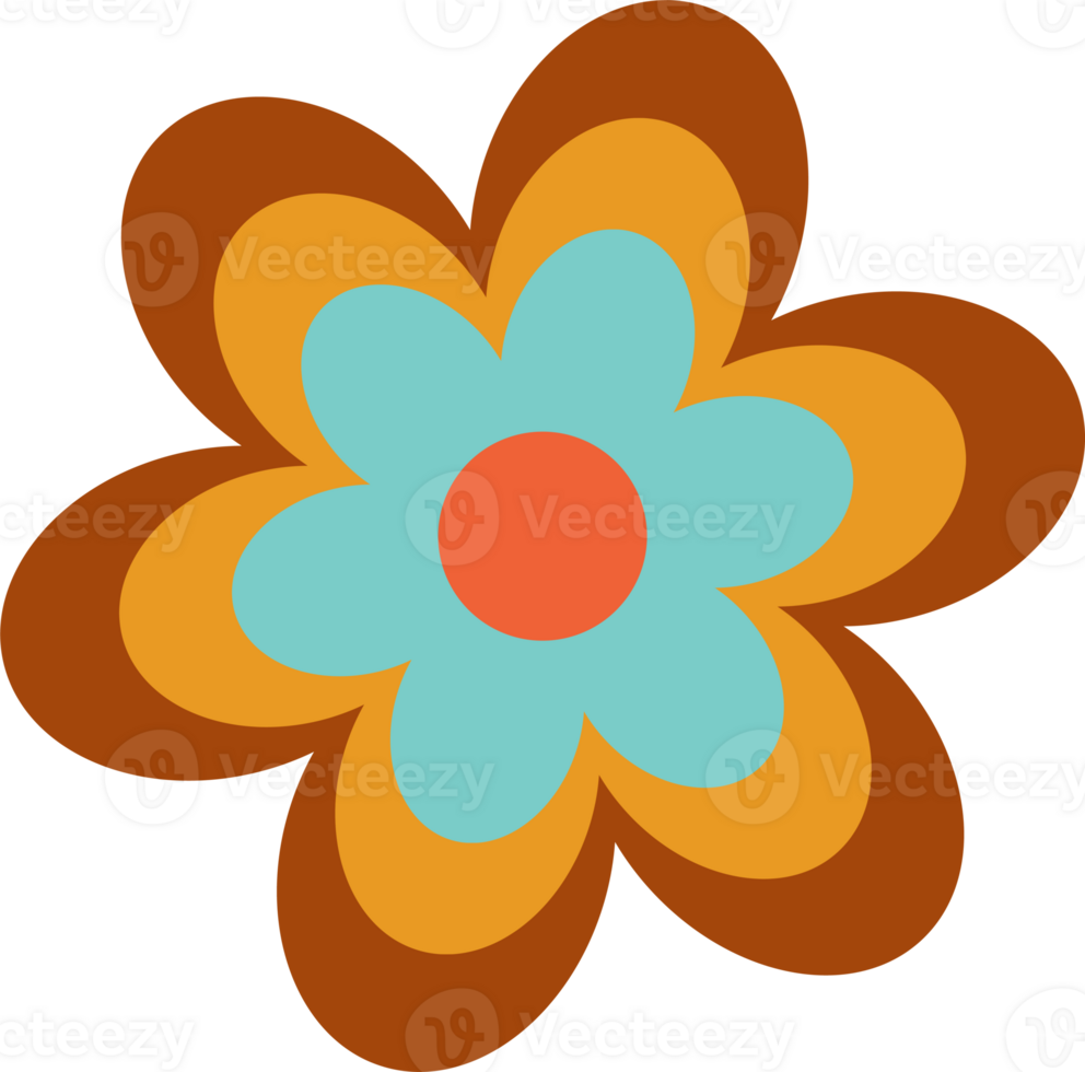 Retro Flower Power 1960s Hippie Flowers png