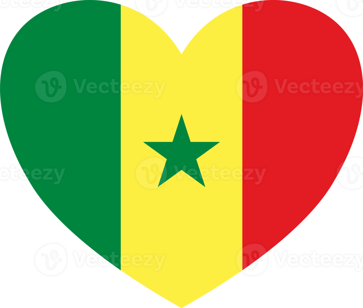 Senegal flag heart shape png