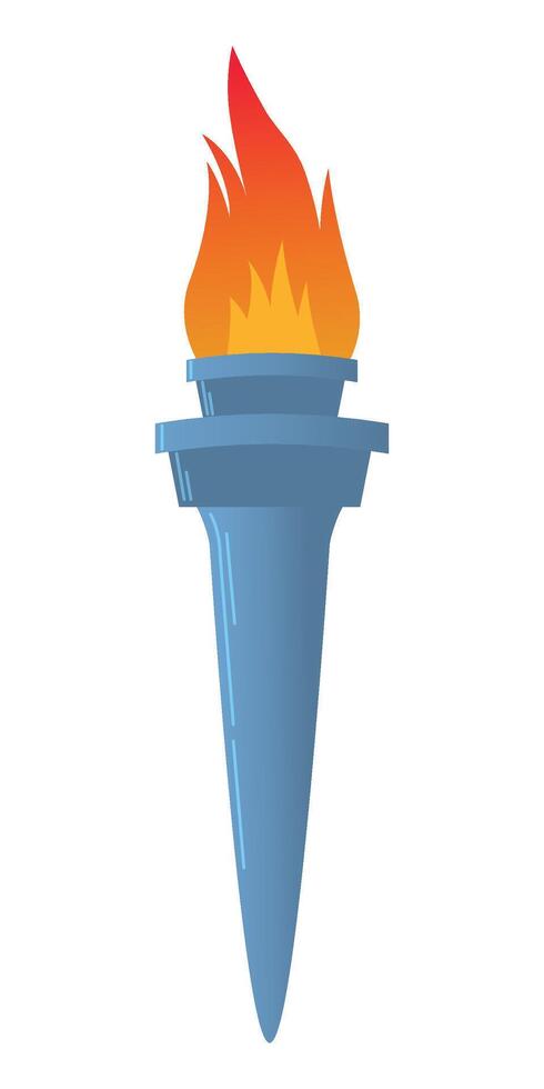 Colorful Flaming Torch, flat illustration isolated on white background. Symbols of relay race, competition victory, champion or winner. vector