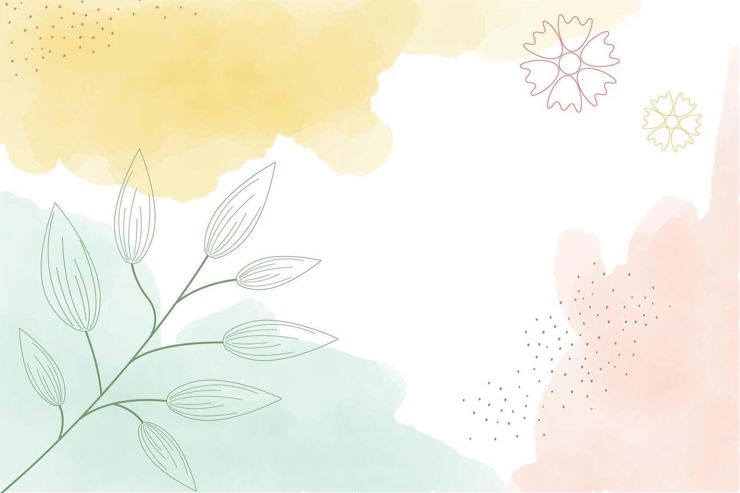 Watercolor light spring abstract background, digital painting. Hand painted abstract watercolor background with flowers and leaves, illustration vector