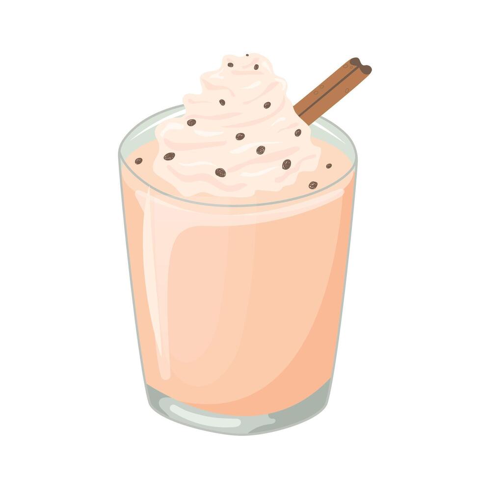 Eggnog illustration. Flat icon isolated on white background. Cozy time concept. Hand drawn illustration for menu, design, flyer, banner. vector