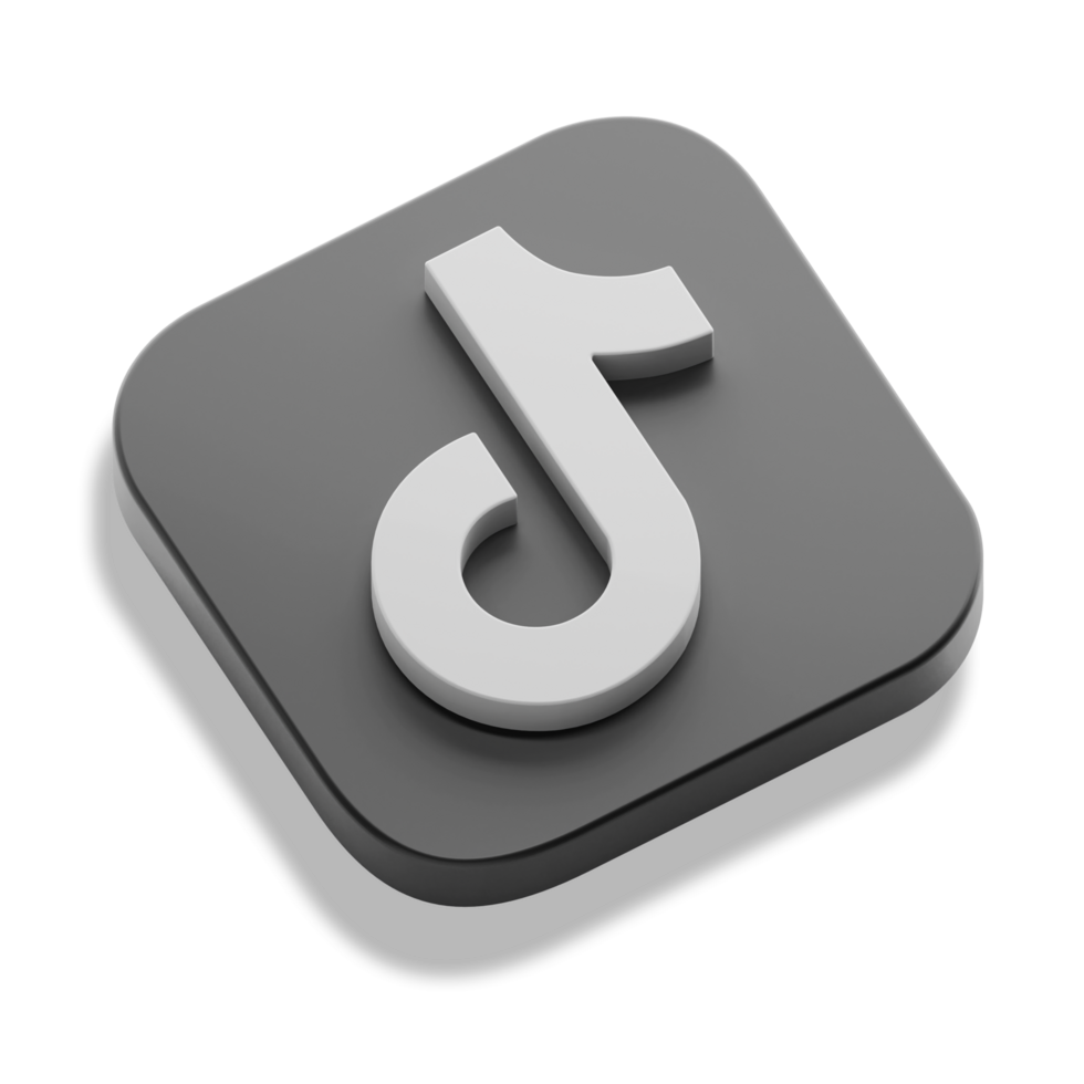 tiktok social media app 3d concept logo icon isometric with round corner square base in transparent background isolated png