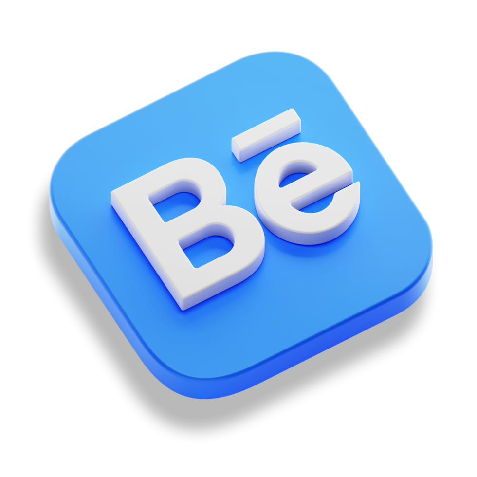 behance designer app 3d concept logo icon isometric with round corner square base in transparent background isolated png