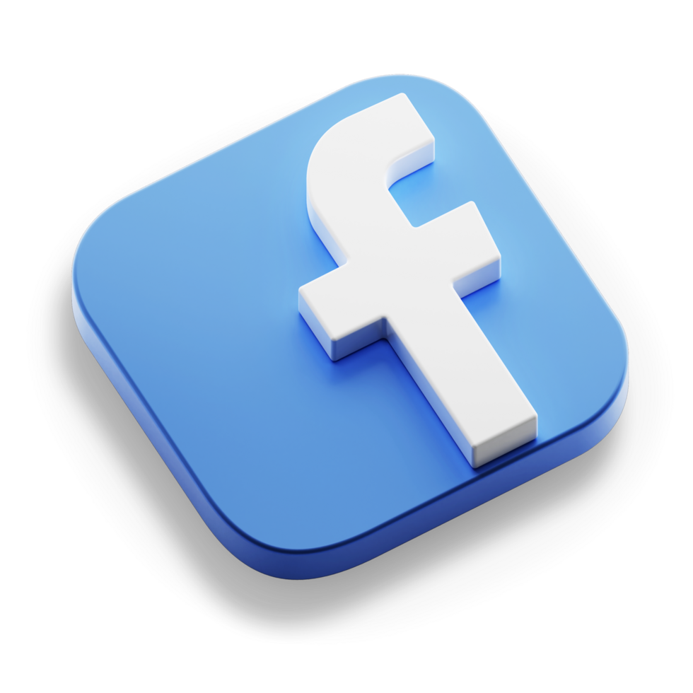 facebook social media app 3d concept logo icon isometric with round corner square base in transparent background isolated png