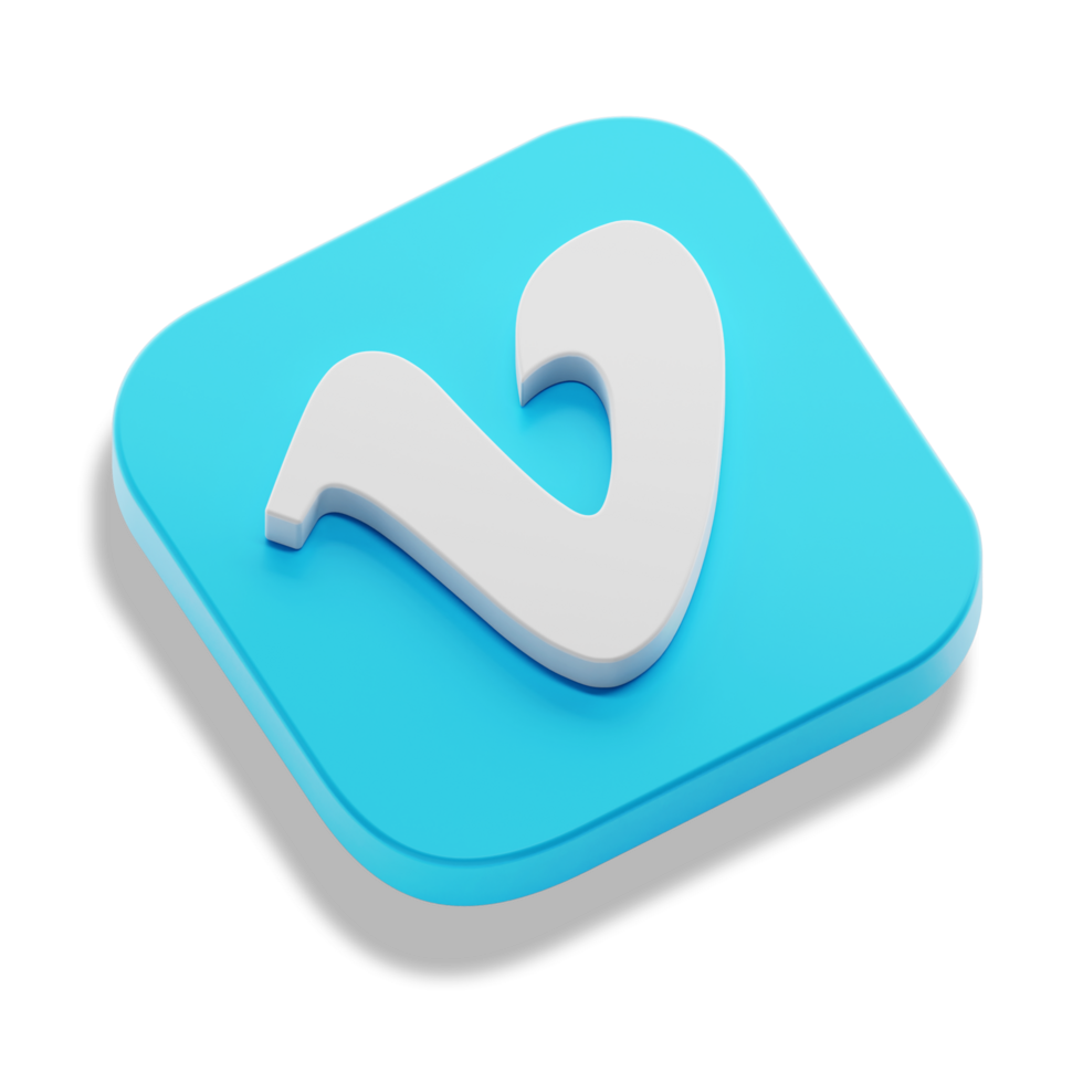 vimeo app 3d concept logo icon isometric with round corner square base in transparent background isolated png