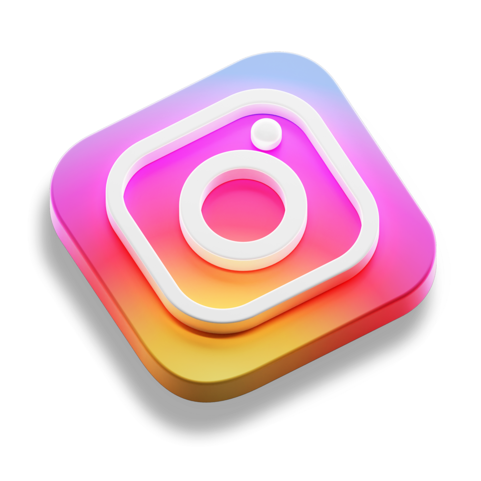 instagram social media app 3d concept logo icon isometric with round corner square base in transparent background isolated png