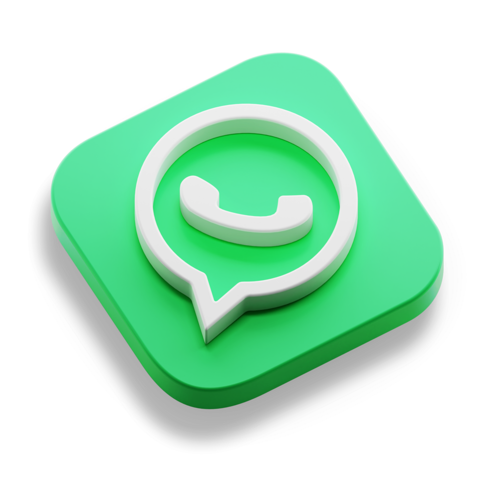 Whatsapp bate-papo aplicativo 3d conceito logotipo ícone isométrico com volta canto quadrado base dentro transparente fundo isolado png