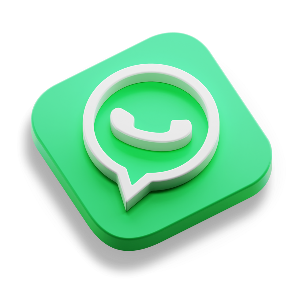 whatsapp chat app 3d concept logo icon isometric with round corner square base in transparent background isolated png