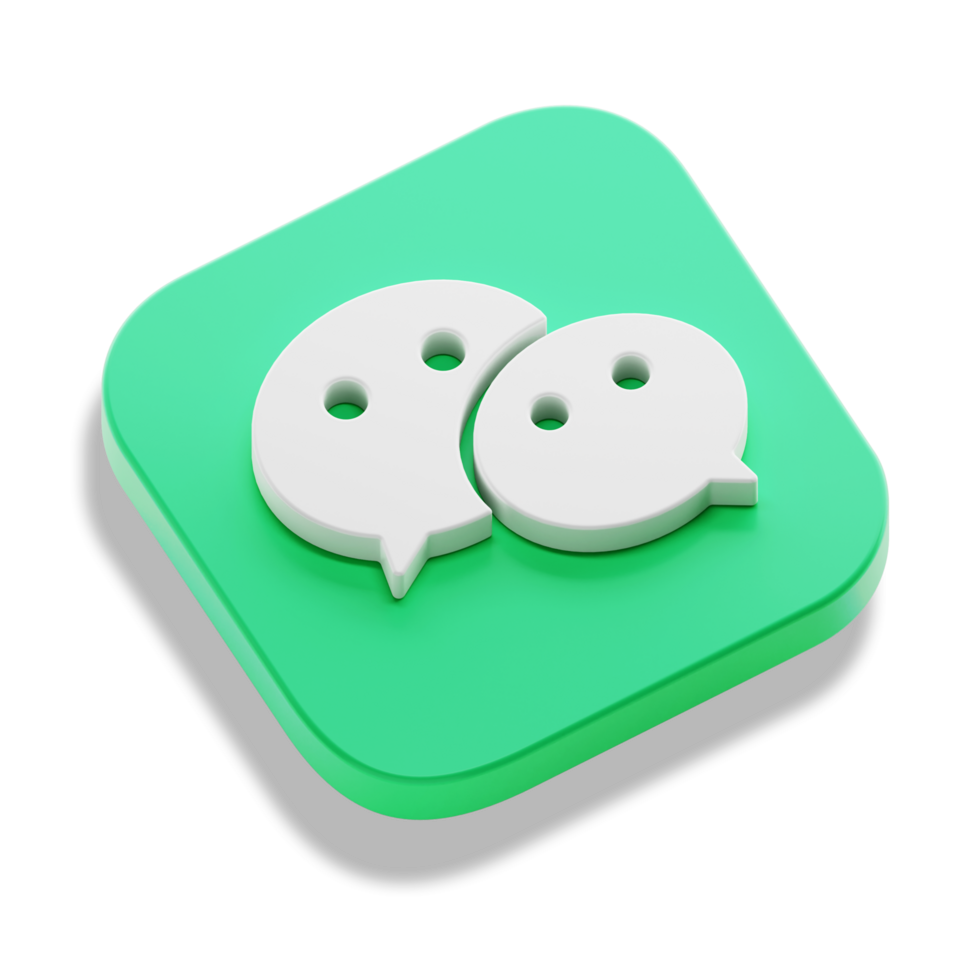 wechat communication app 3d concept logo icon isometric with round corner square base in transparent background isolated png