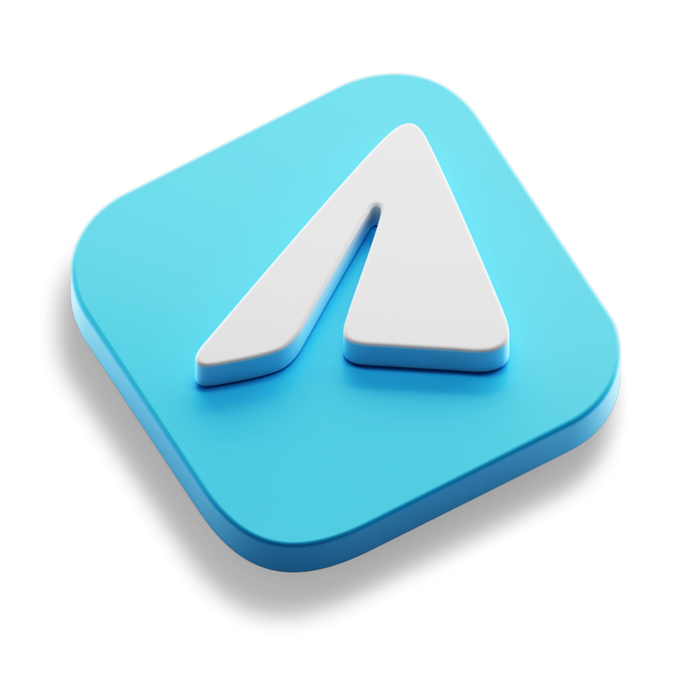 telegram app 3d concept logo icon isometric with round corner square base in transparent background isolated png