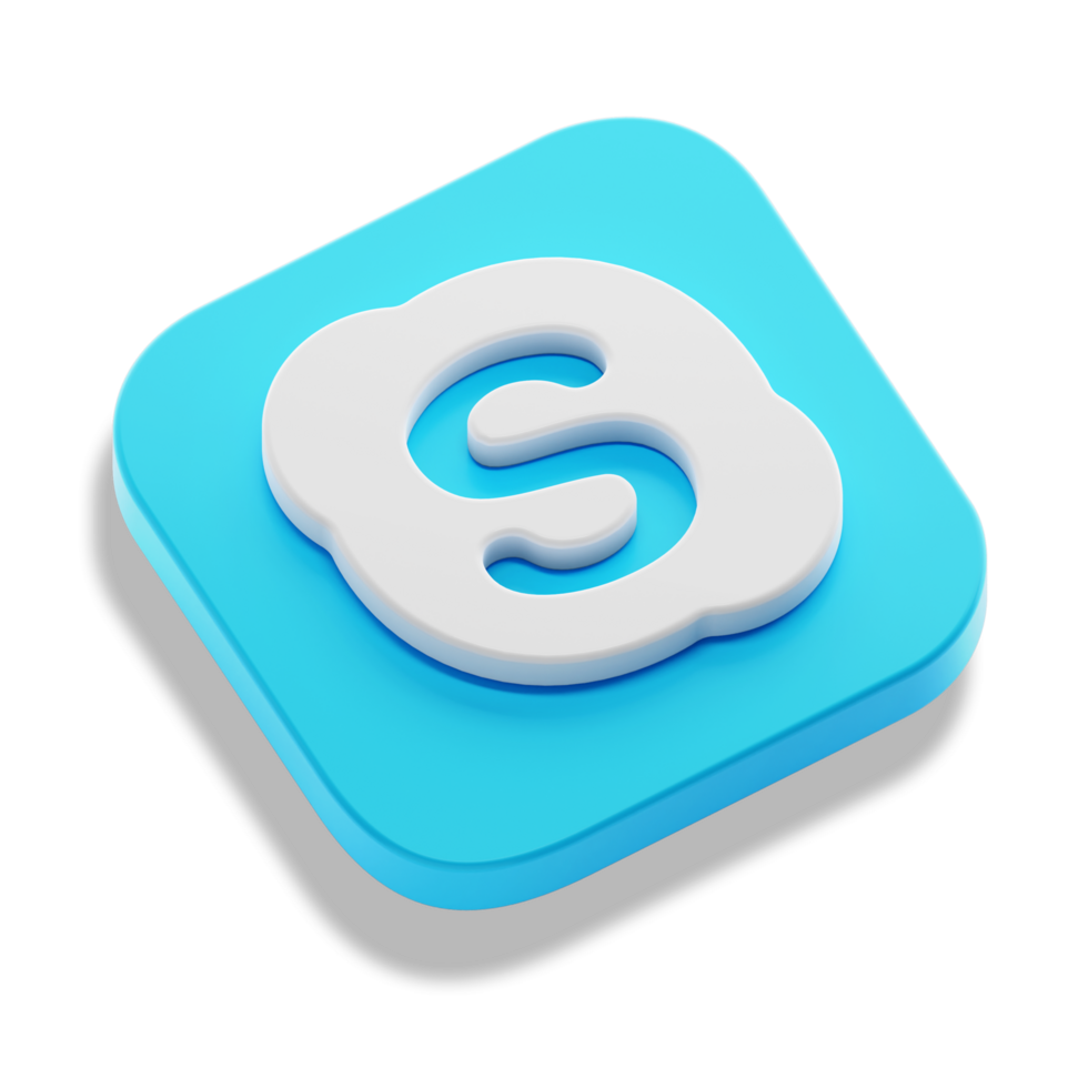 skype app 3d concept logo icon isometric with round corner square base in transparent background isolated png