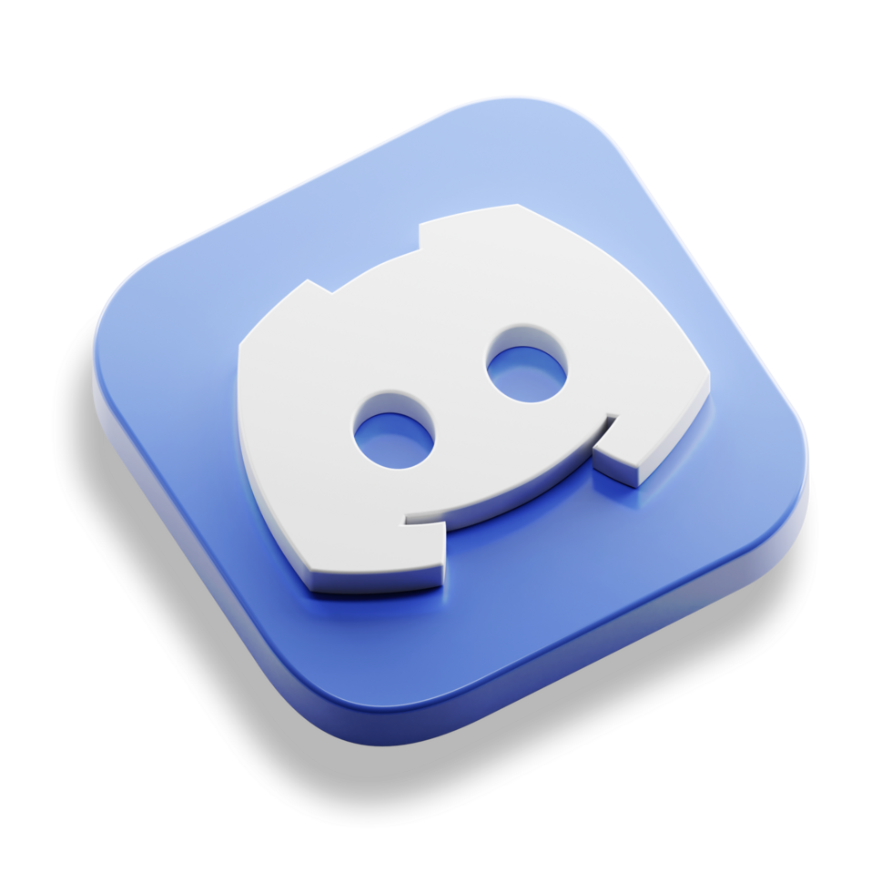 discord group app 3d concept logo icon isometric with round corner square base in transparent background isolated png