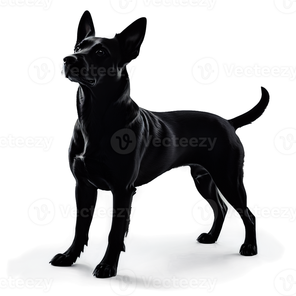 Silhouette of Cierny Sery Dog isolated on transparent background png
