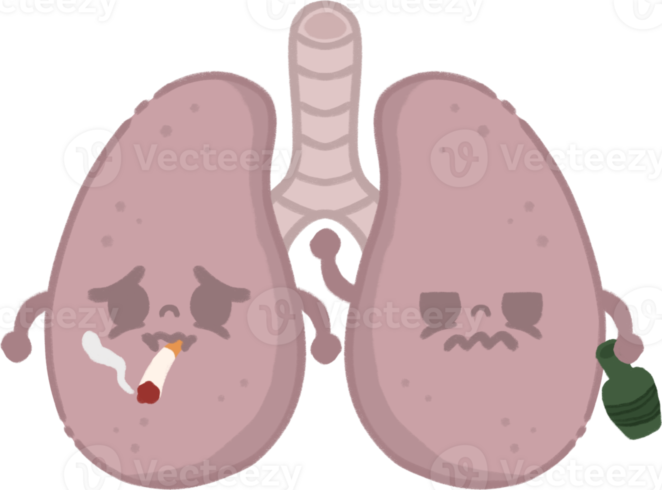 Unhealthy Lung Character Illustration png