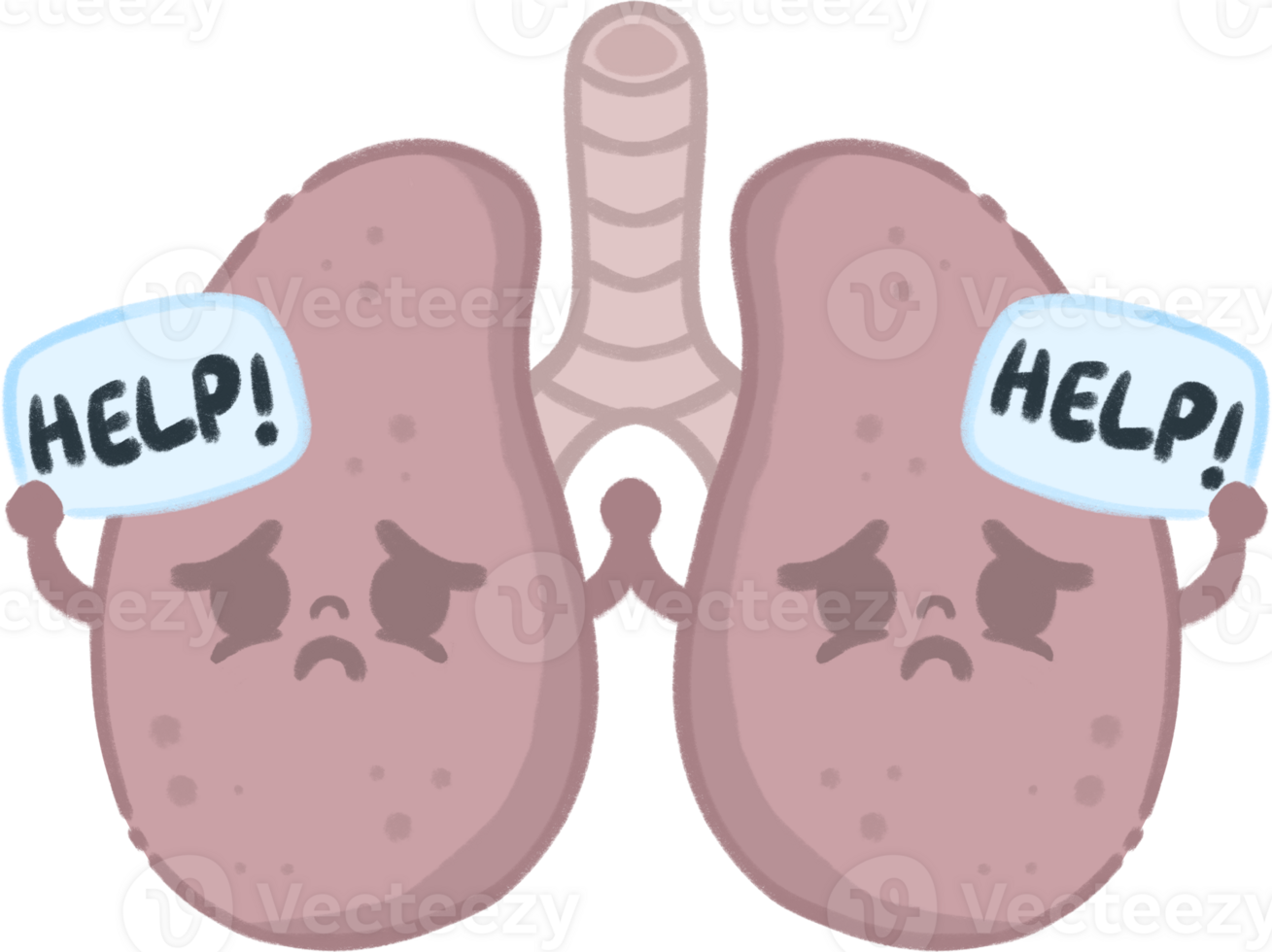 Sick Lung Character Illustration png