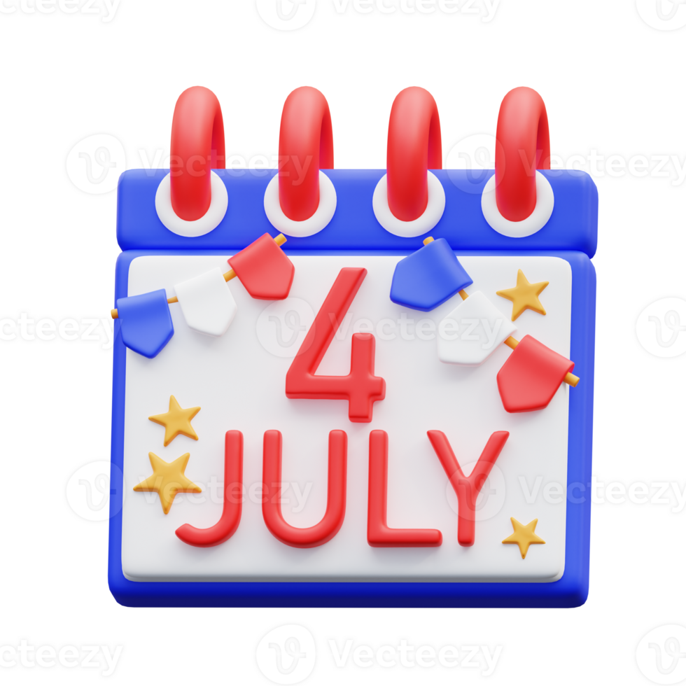 3d illustration th Of July Calendar png