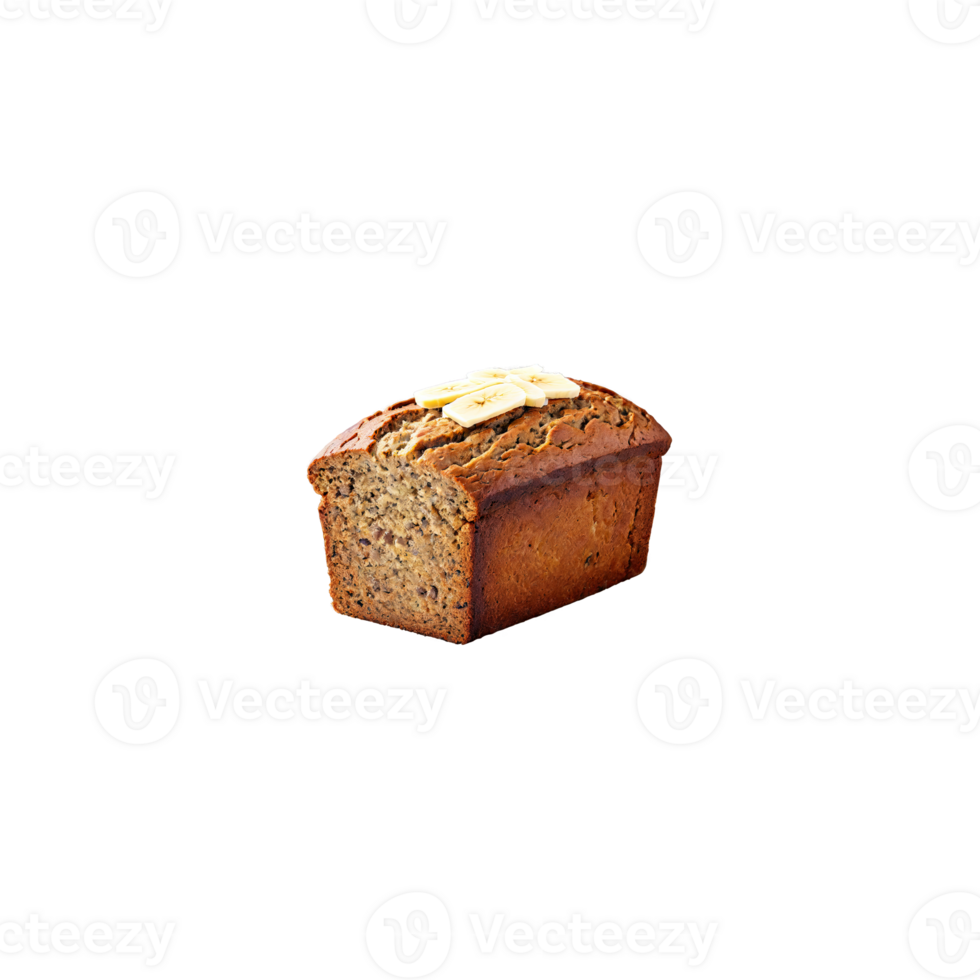 Banana bread golden brown sliced to reveal a moist interior with a pat of butter png