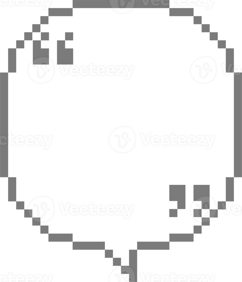 8bit retro game pixel speech bubble balloon with quotation marks, icon sticker memo keyword planner text box banner png