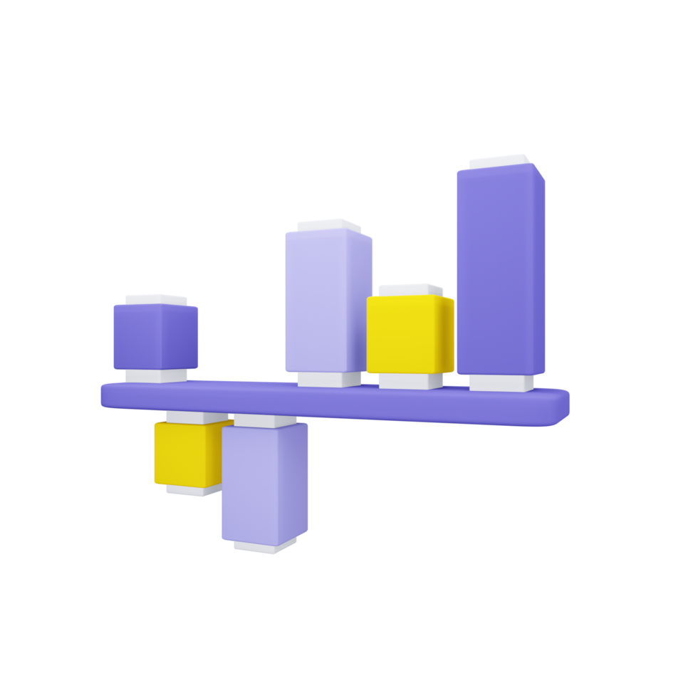 analítico gráfico do perda e lucro em a isolado. 3d infográficos png