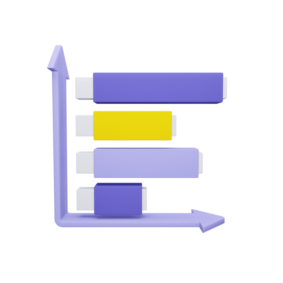 Bar Graph with arrows on isolated. 3D Infographics png