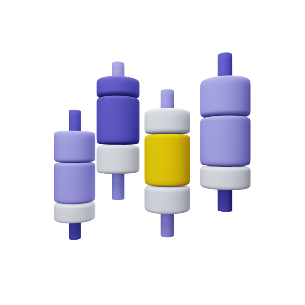 Candle Chart on isolated. 3D Infographics png