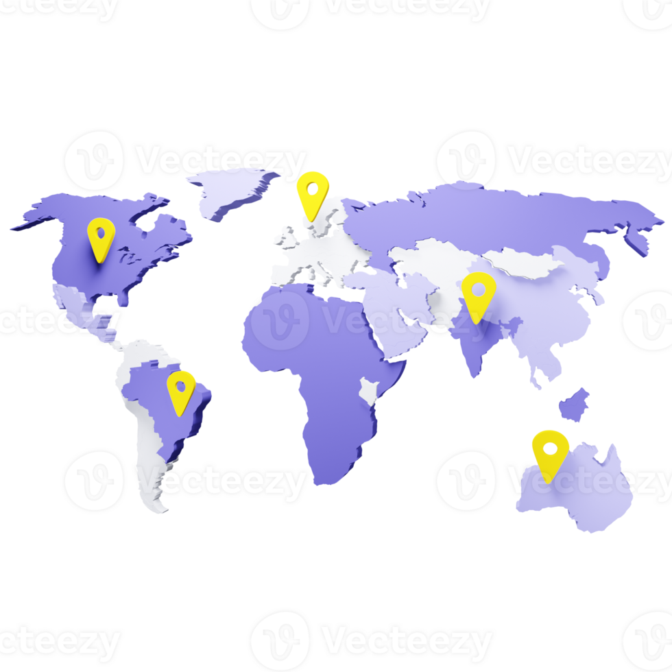 Map with points on isolated. 3D Infographics png