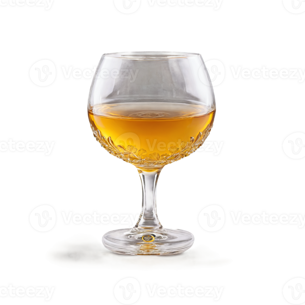 Brandy snifter wide and round with a short stem one empty and one filled with png