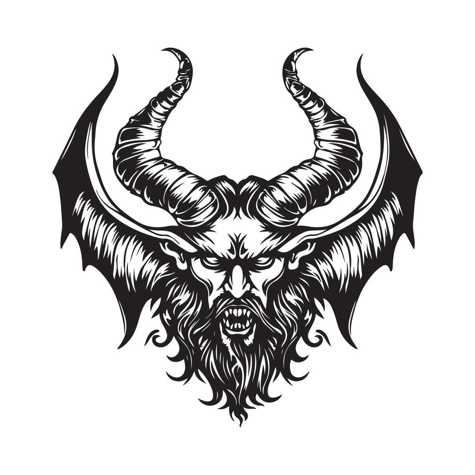 diablo cabeza o Lucifer ilustración diseño imagen en blanco antecedentes vector