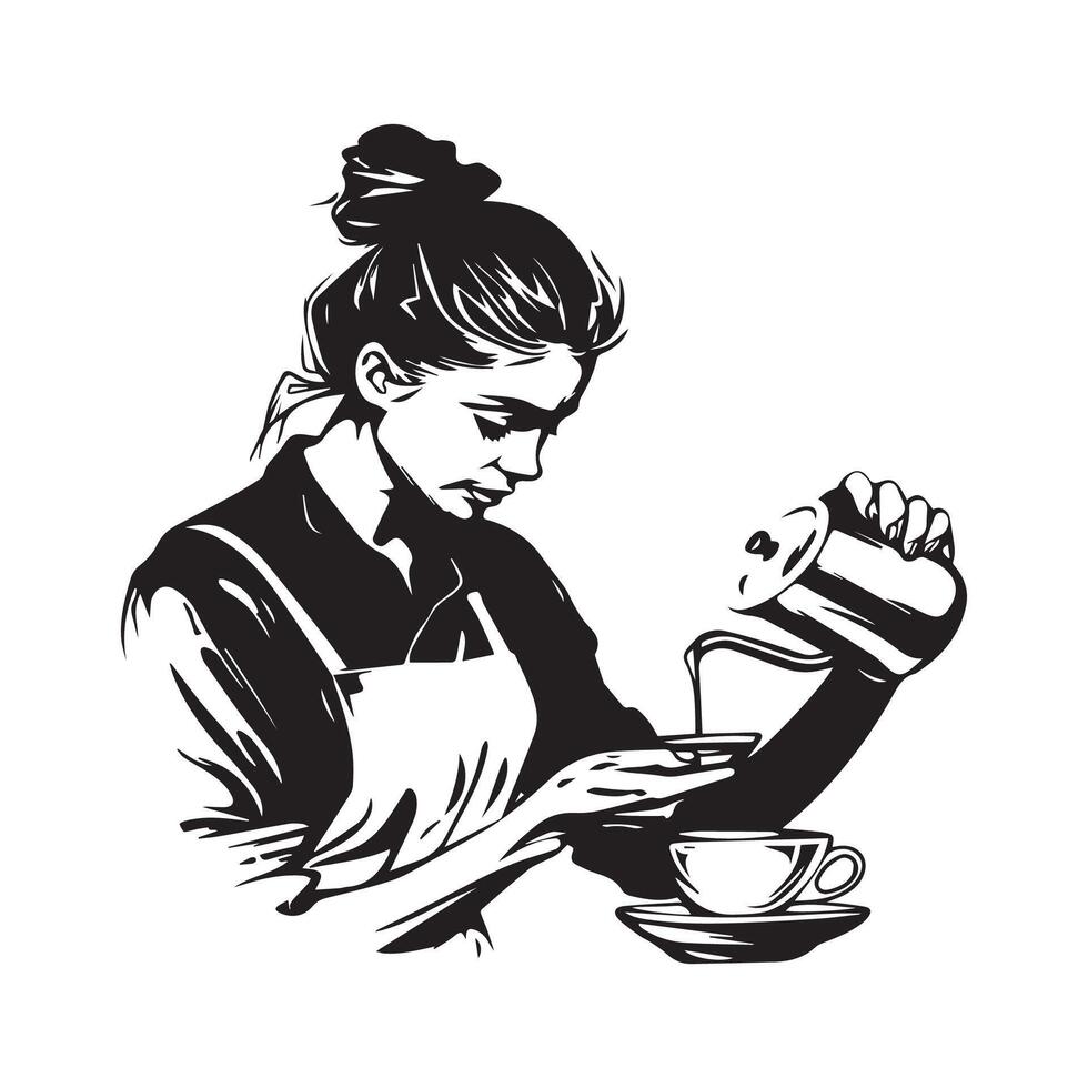 Woman barista image and Illustrations isolated on white vector