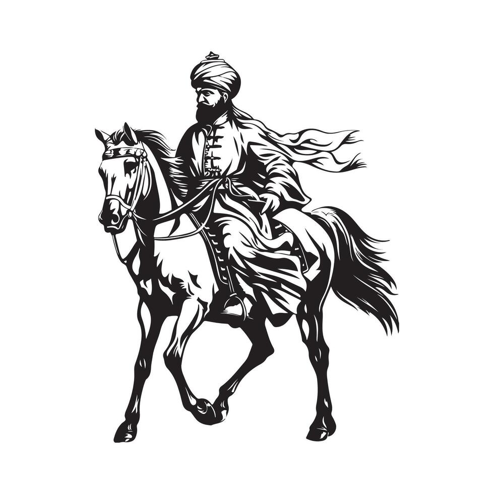 Turkish Warrior on horse image design on white background vector