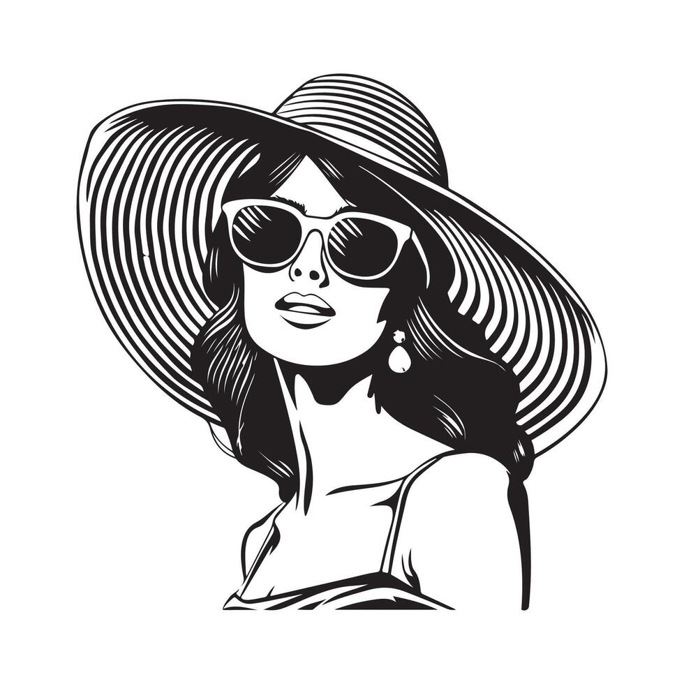 Elegant Woman Wearing Hat Design Illustration Stock image vector