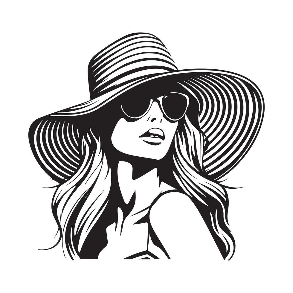 Elegant Woman Wearing Hat Design Illustration Stock image vector