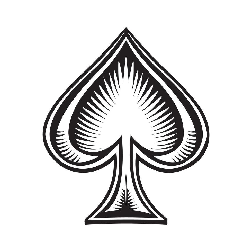 Spade logo design casino poker gambling symbol black and white icon style Design template vector