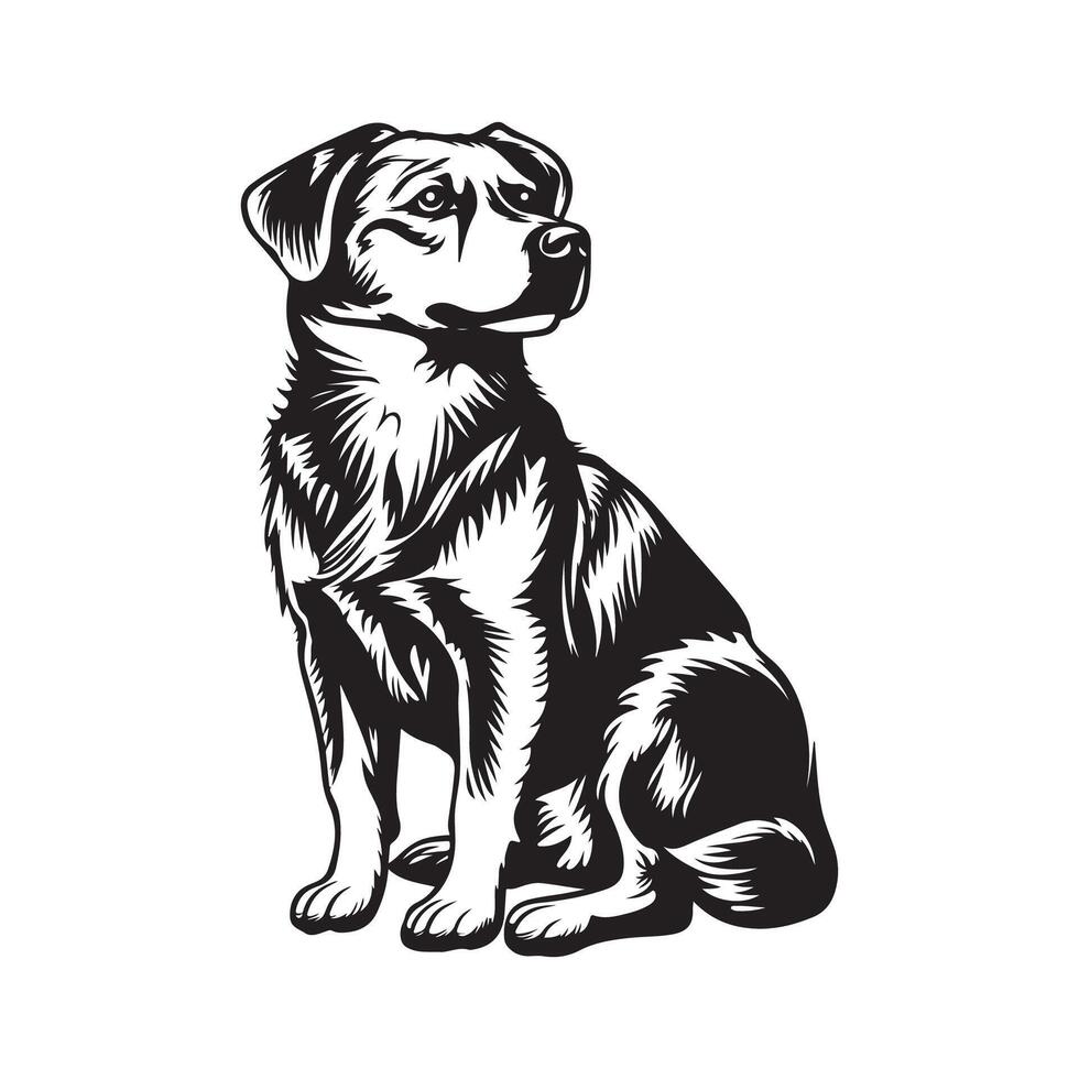 black and white illustration of a dog vector