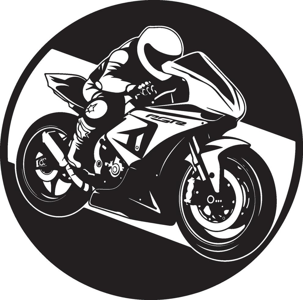 motorista en motocicleta logo, diseño, Arte imagen diseño en blanco antecedentes vector