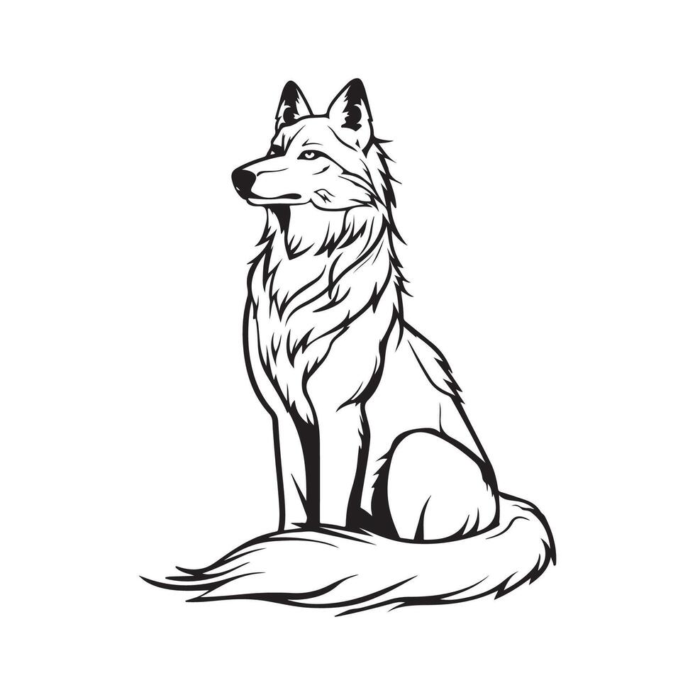 Sitting Wolf Stock design. illustration of a wolf on white background vector