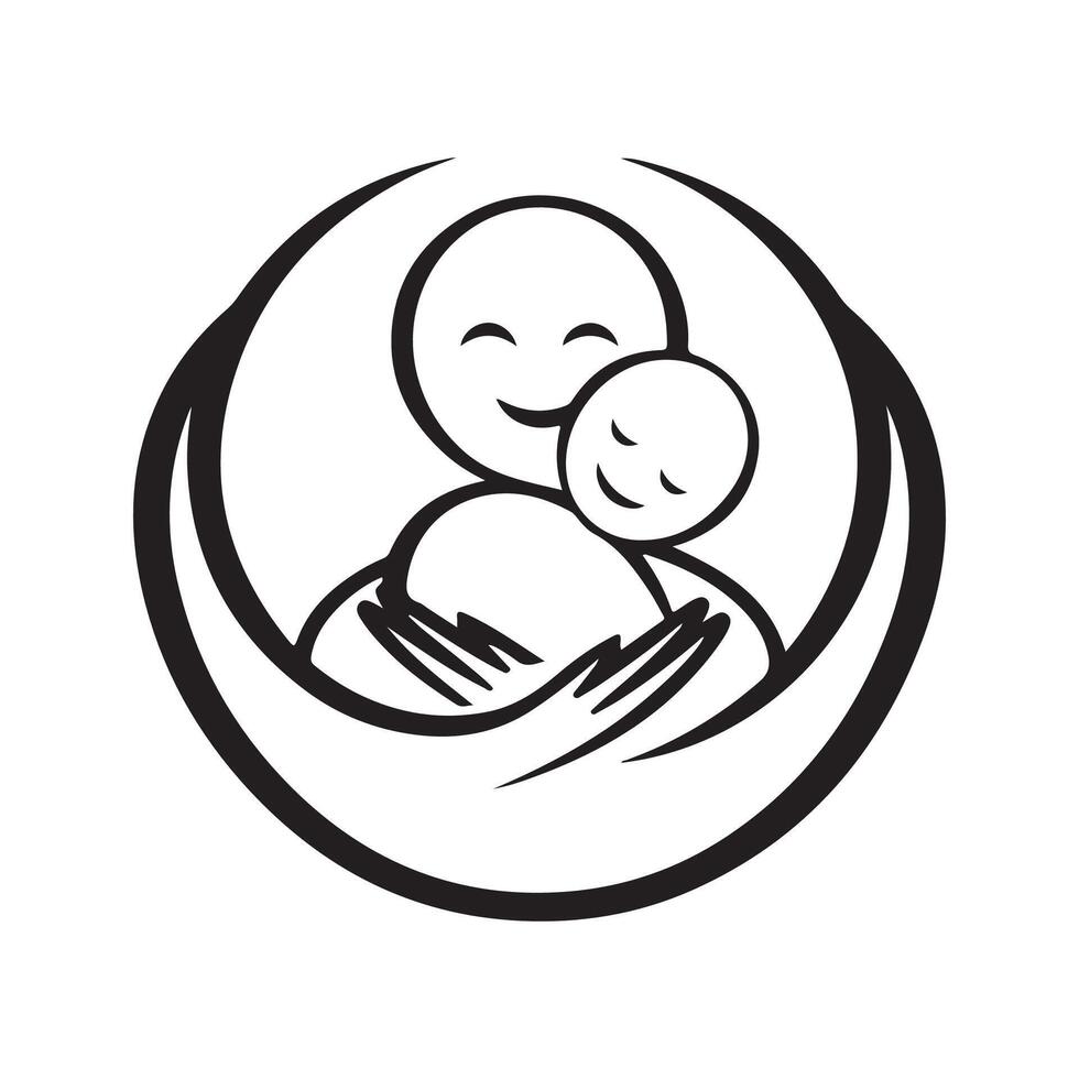 Mother and baby logo design on white background vector