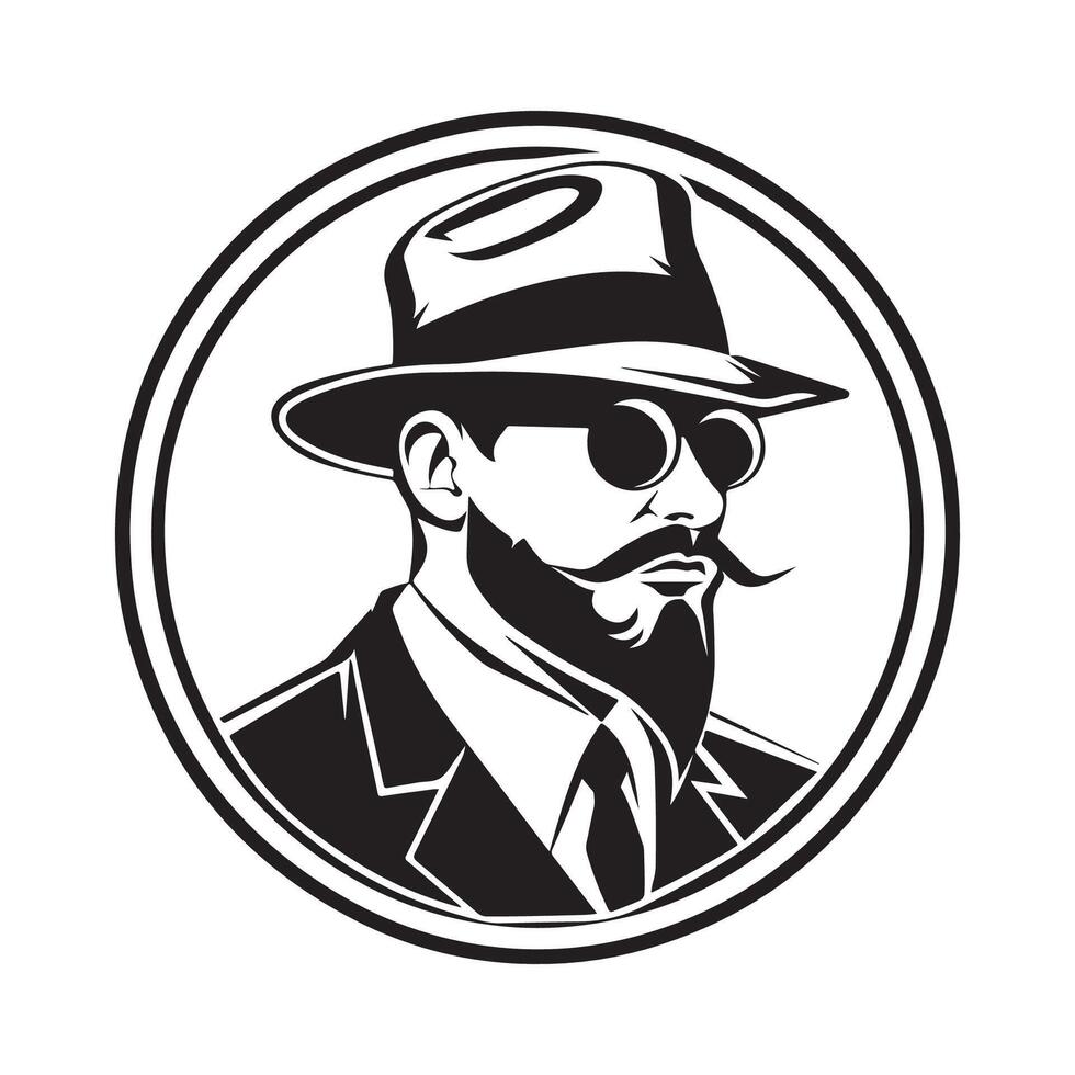 mafia jefe logo en circulo imagen diseño en blanco antecedentes vector