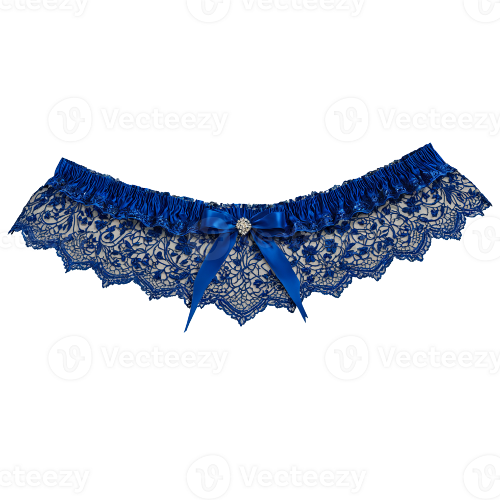 Royal blue garter with intricate lace and a subtle hint of glitter rising gracefully luxurious png