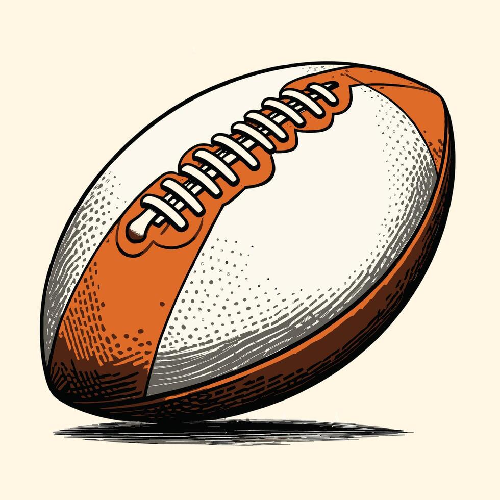 American Football Engraved Vintage Color vector