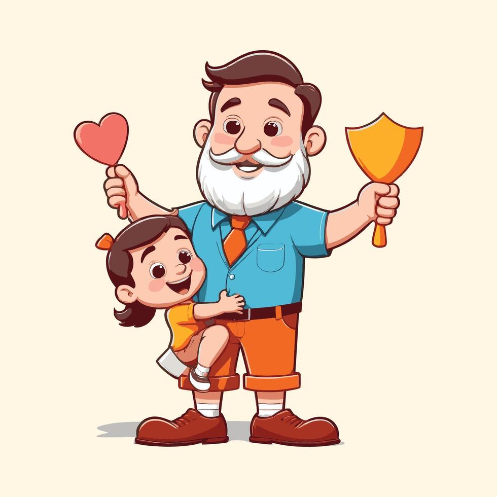A Father and Kid Playing with Her Dad vector