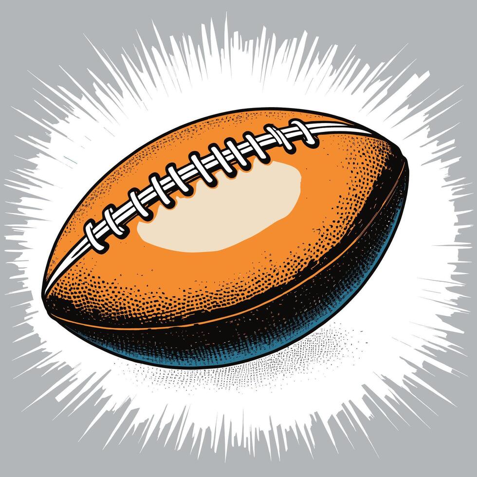 American Football Hand Drawn Engraved Comic style vector