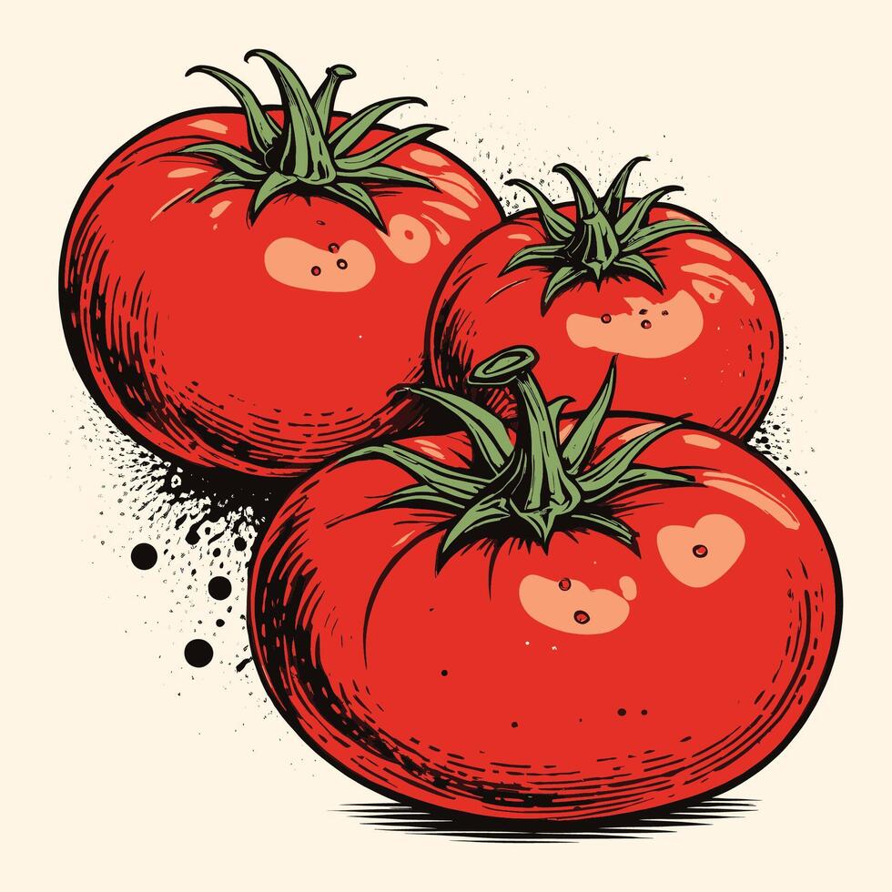 Hand Drawn Tomatoes Vintage Engraved Style vector