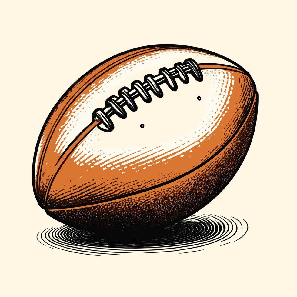 Hand Drawn American Football Engraved Vintage vector