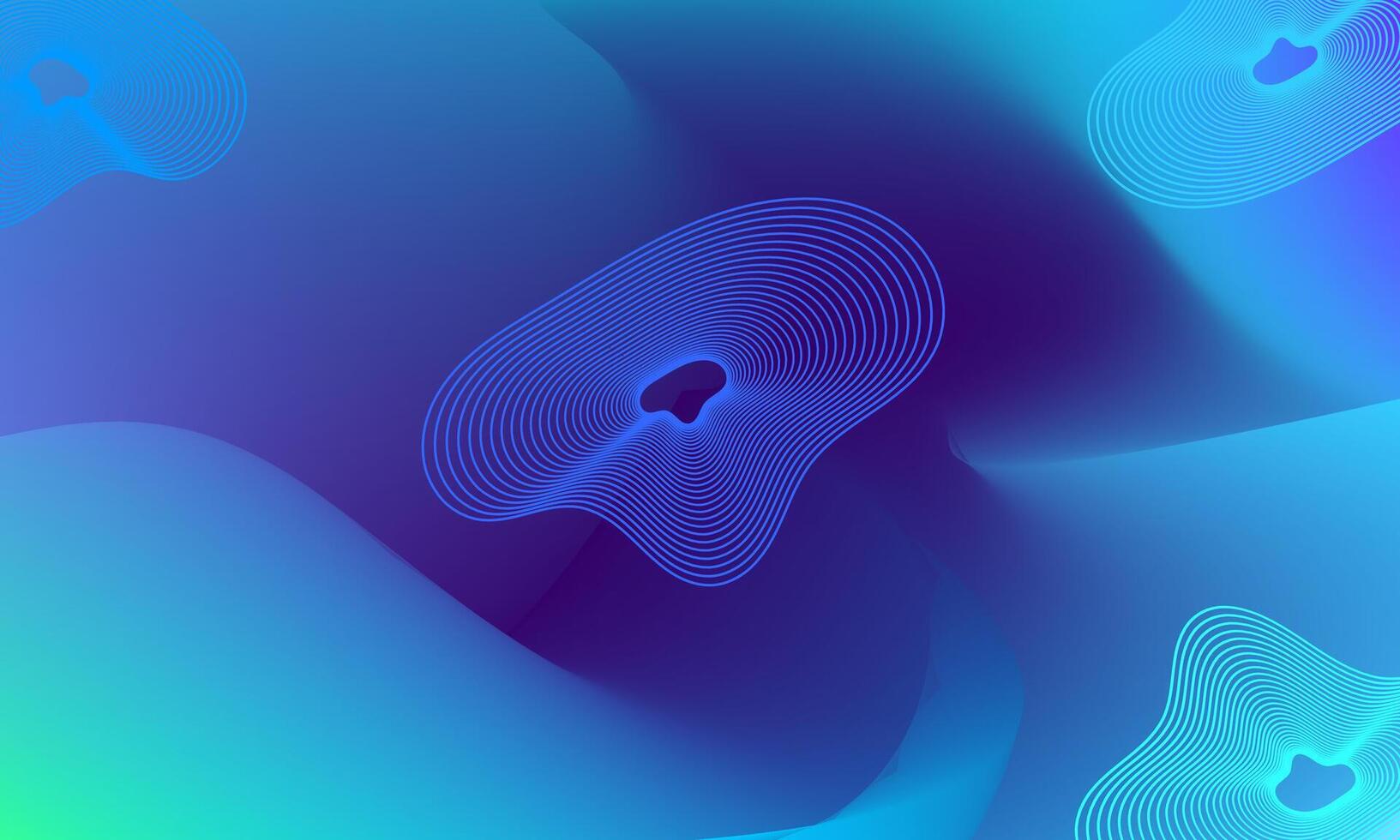 Deep blue and green of dynamic wave and gradient mesh desogn concept vector