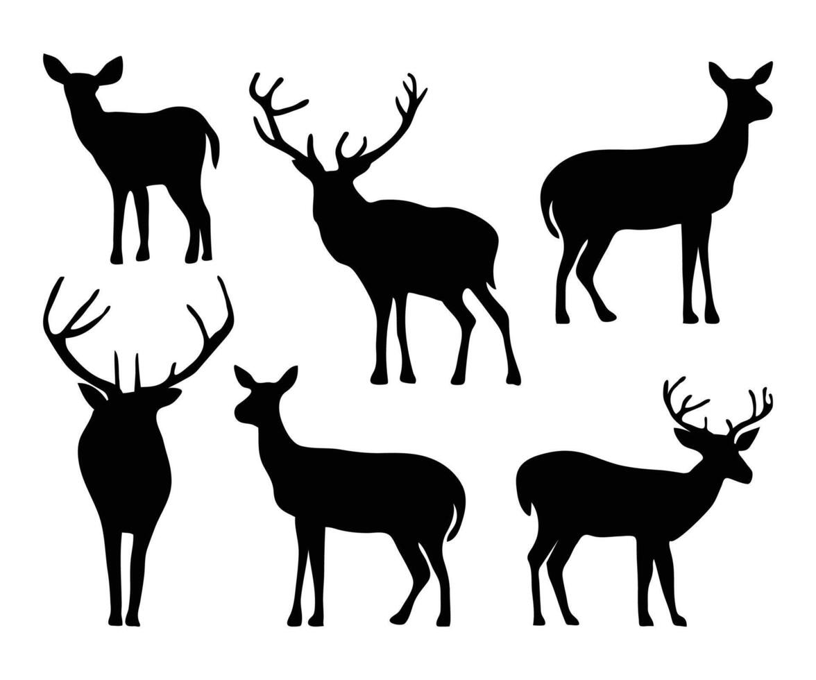 Silhouette deers collection. illustration vector
